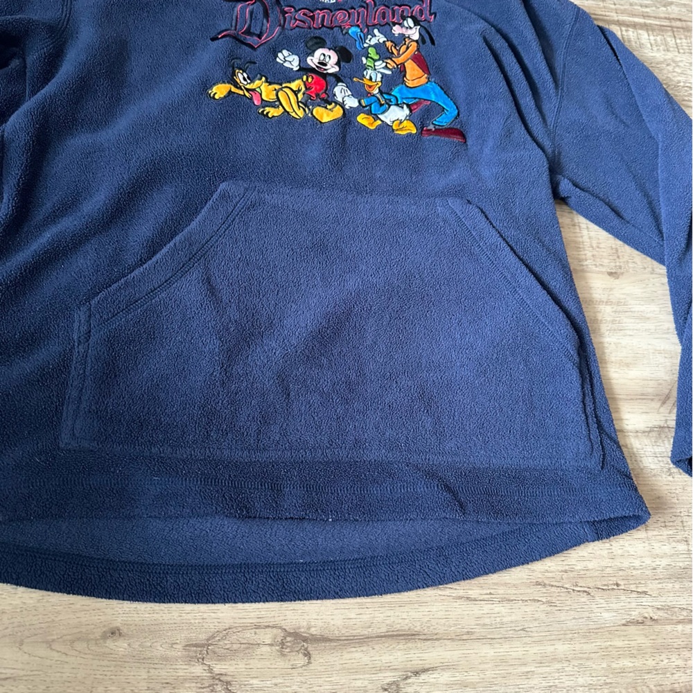 Vintage Disneyland hoodie blue fleece pocket mens small Mickey Mouse goofy Pluto - Picture 4 of 8
